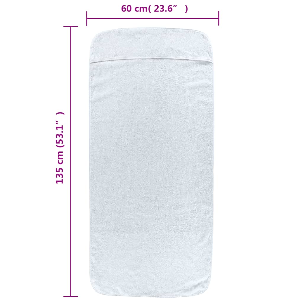 Ručnici za plažu 6 kom bijeli 60 x 135 cm od tkanine 400 GSM