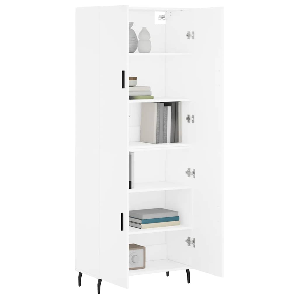 Visoka komoda bijela 69,5x34x180 cm konstruirano drvo