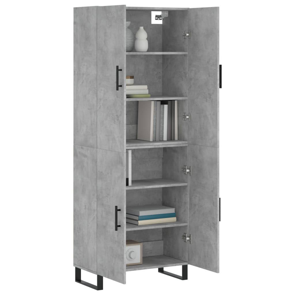 Visoka komoda siva betona 69,5x34x180 cm od konstruiranog drva