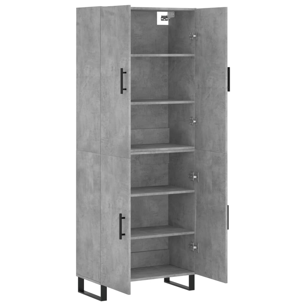 Visoka komoda siva betona 69,5x34x180 cm od konstruiranog drva