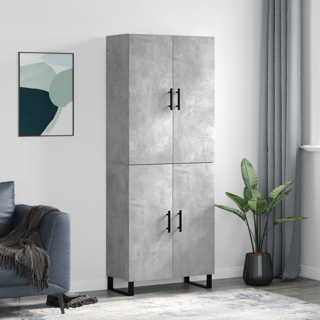 Visoka komoda siva betona 69,5x34x180 cm od konstruiranog drva
