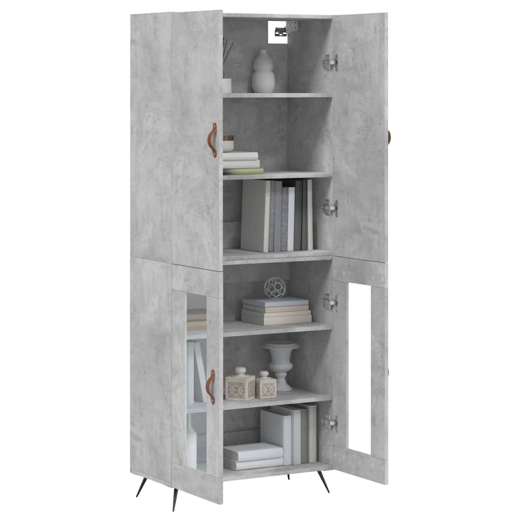 Visoka komoda siva betona 69,5x34x180 cm od konstruiranog drva