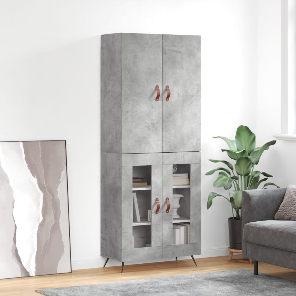 Visoka komoda siva betona 69,5x34x180 cm od konstruiranog drva