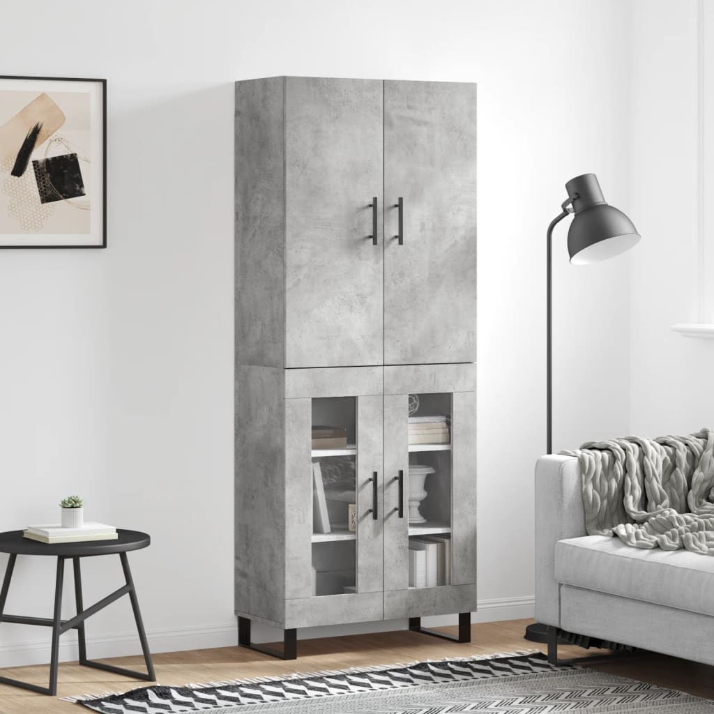 Visoka komoda siva betona 69,5x34x180 cm od konstruiranog drva