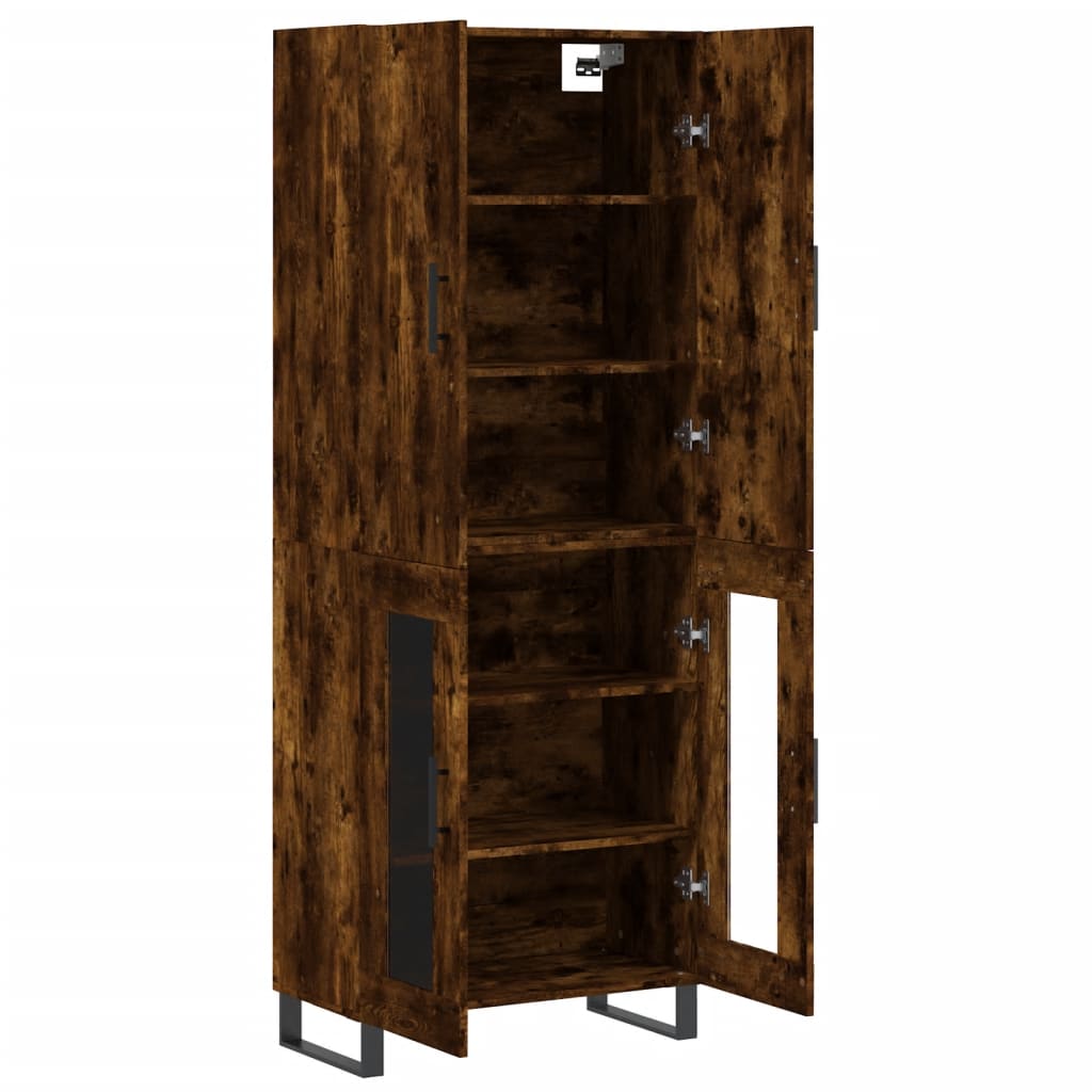 Visoka komoda dimljeni hrast 69,5x34x180 cm konstruiranog drva
