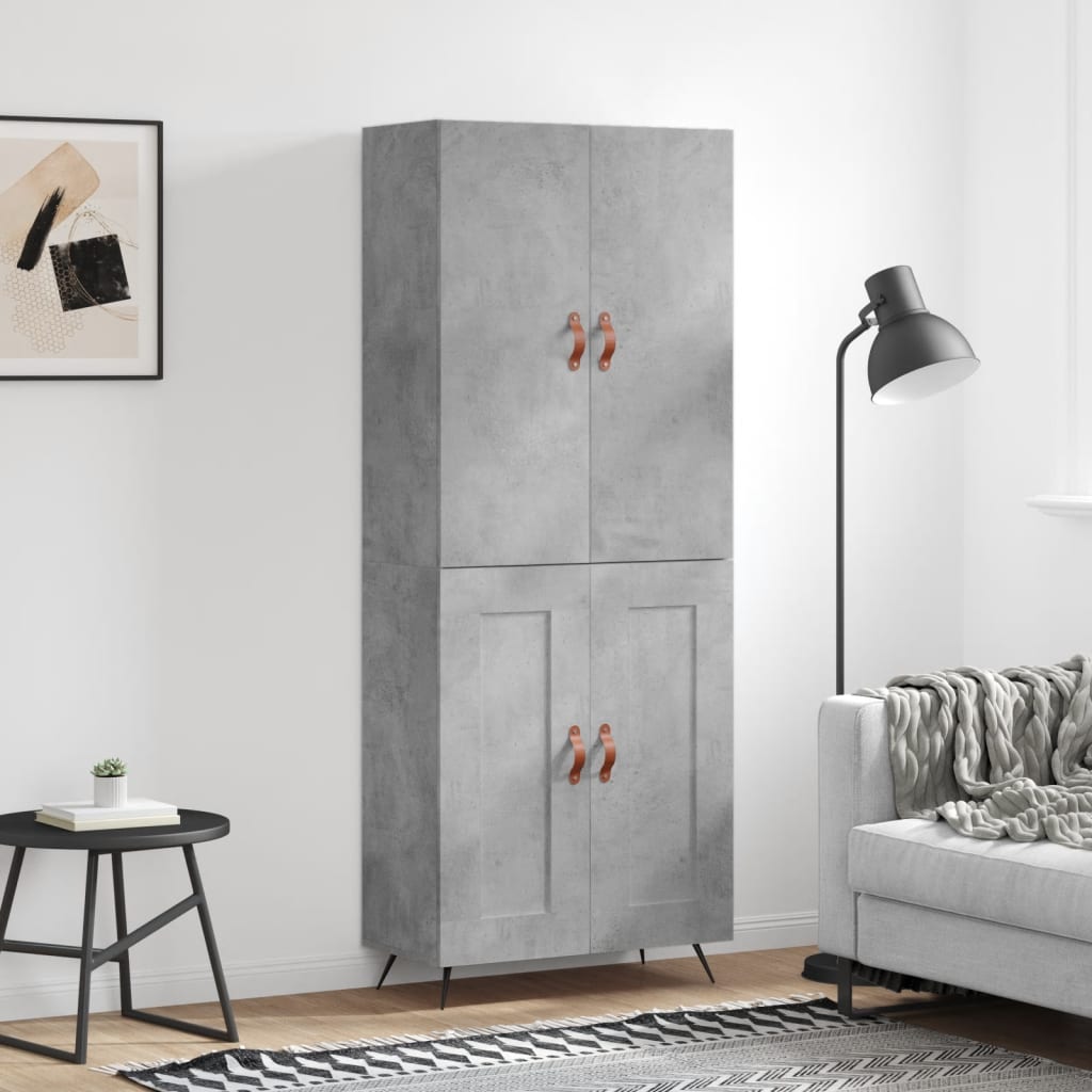 Visoka komoda siva betona 69,5x34x180 cm od konstruiranog drva