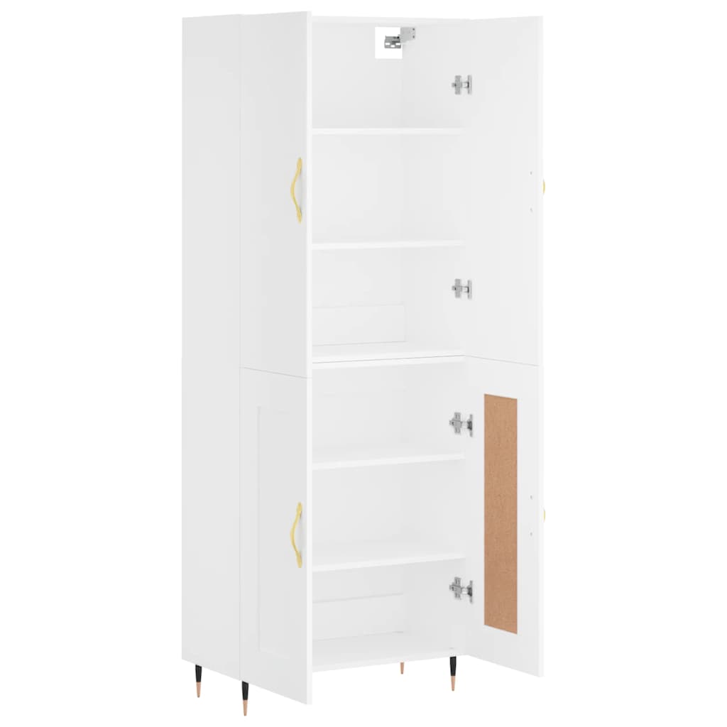 Visoka komoda bijela 69,5x34x180 cm konstruirano drvo