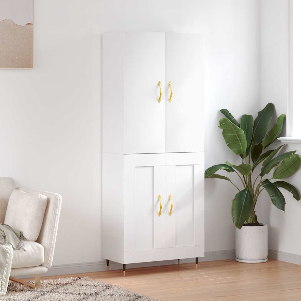 Visoka komoda bijela 69,5x34x180 cm konstruirano drvo