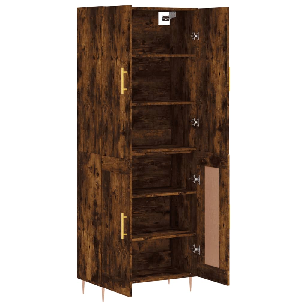Visoka komoda dimljeni hrast 69,5x34x180 cm konstruiranog drva