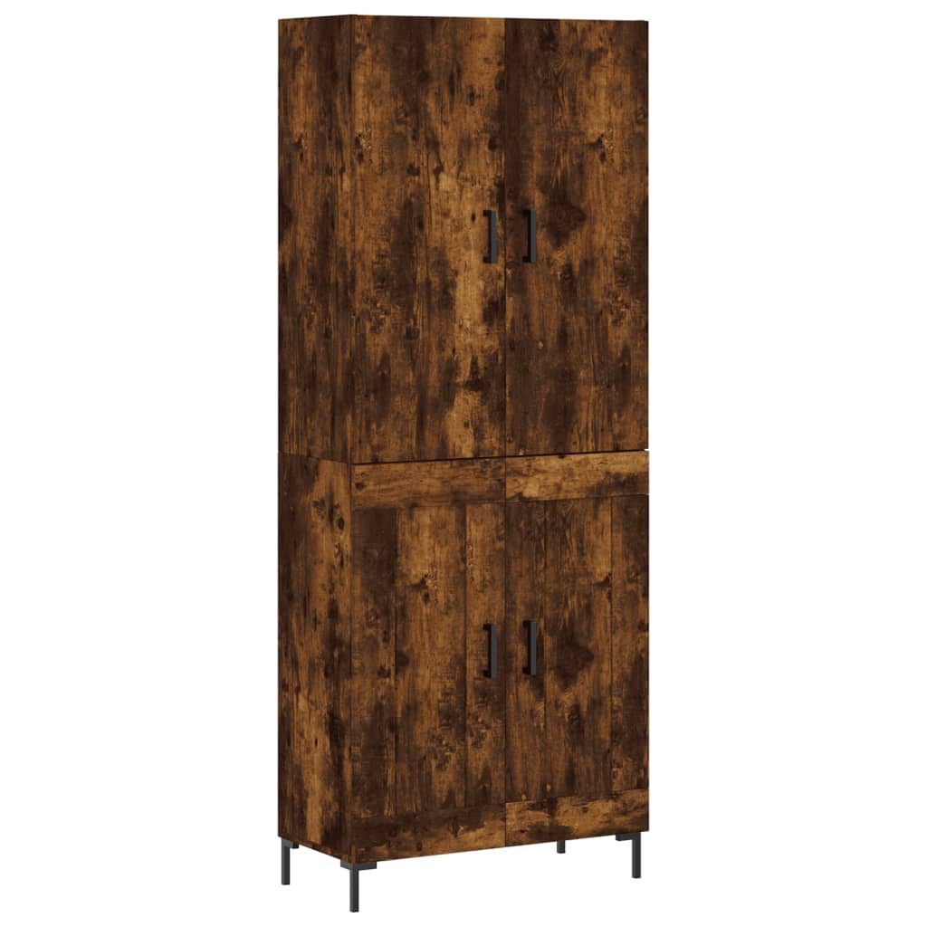 Visoka komoda dimljeni hrast 69,5x34x180 cm konstruiranog drva