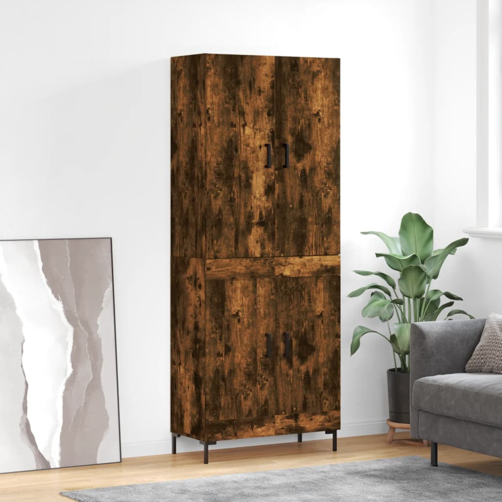 Visoka komoda dimljeni hrast 69,5x34x180 cm konstruiranog drva