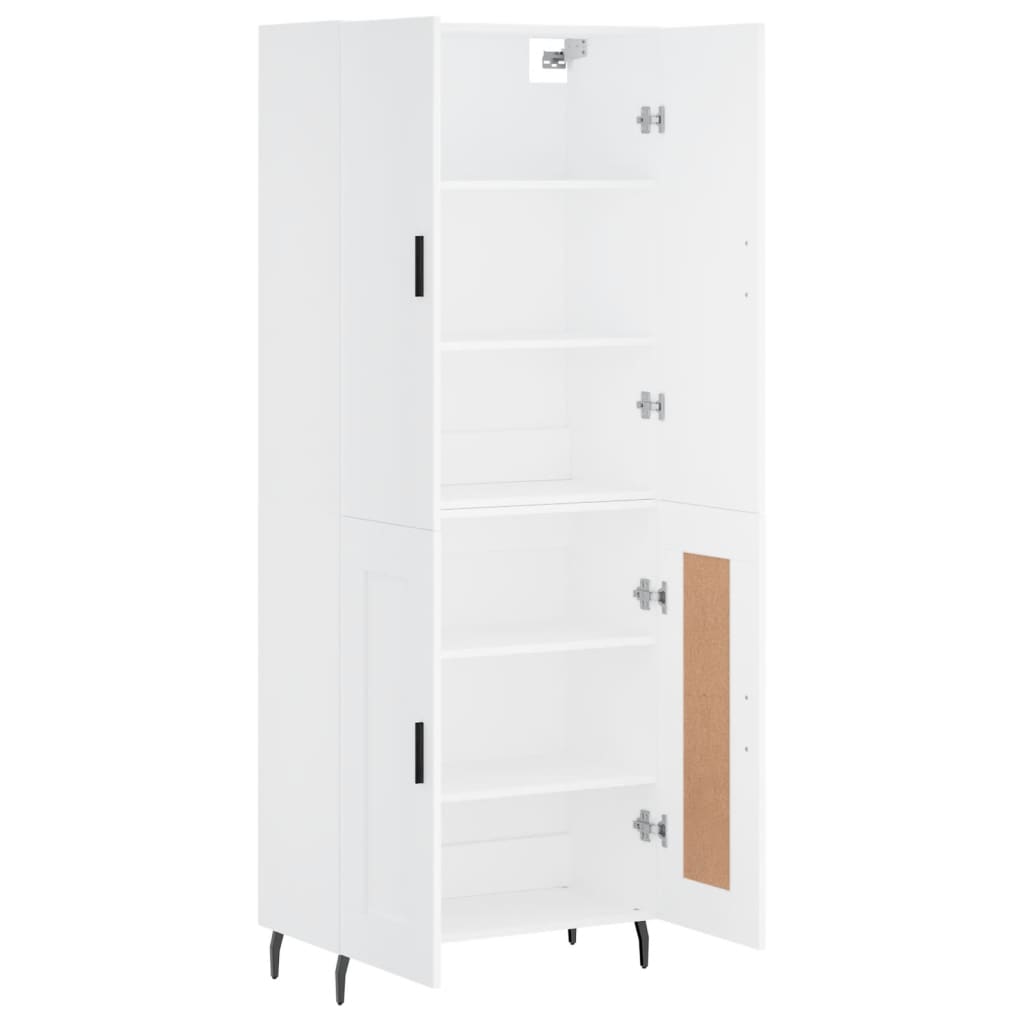 Visoka komoda bijela 69,5x34x180 cm konstruirano drvo