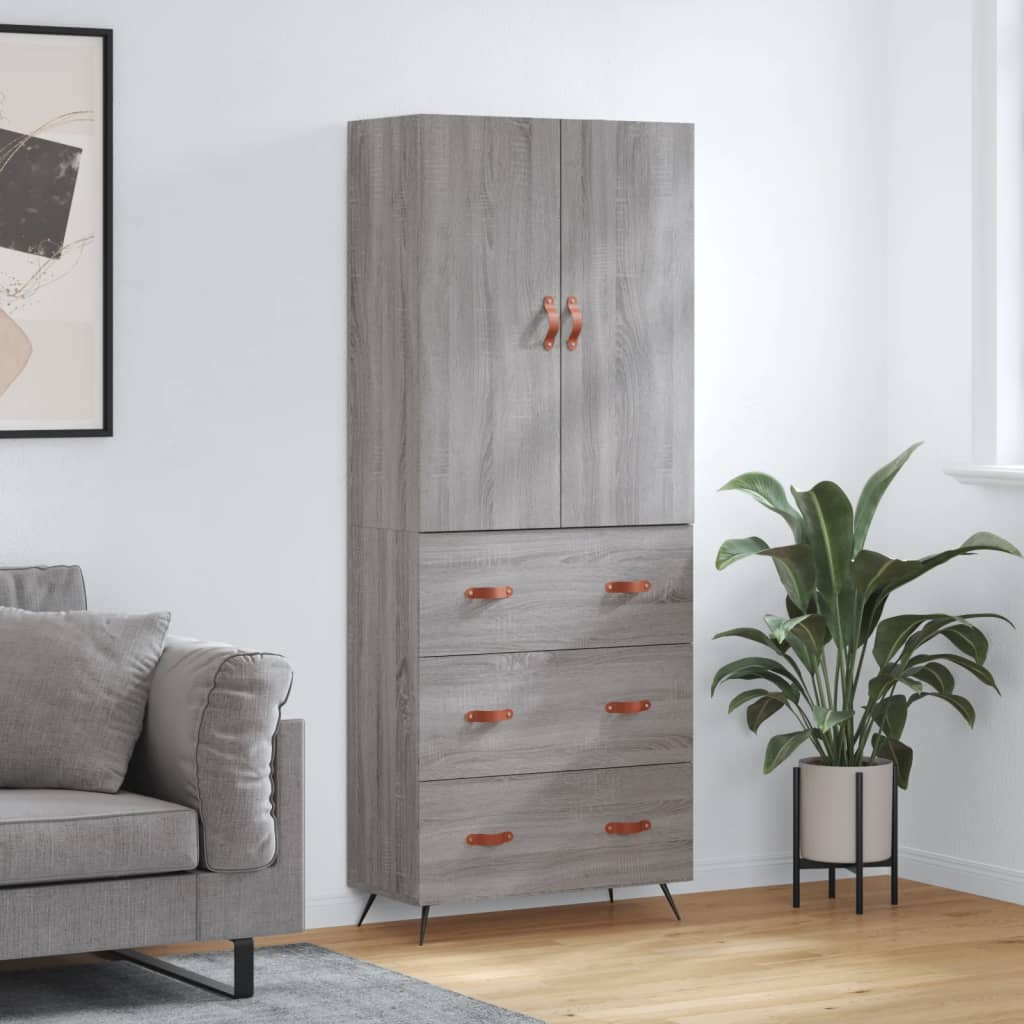 Visoka komoda siva sonome 69,5x34x180 cm od konstruiranog drva