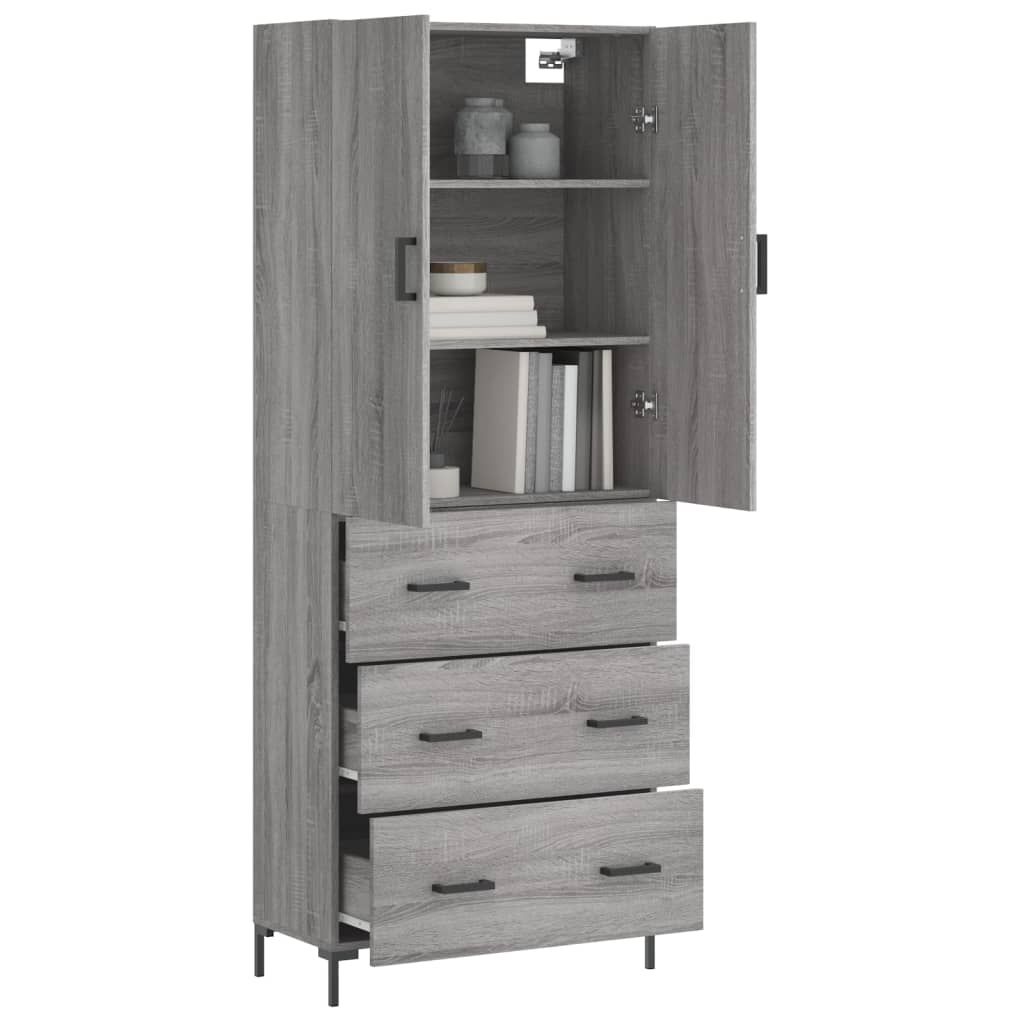 Visoka komoda siva sonome 69,5x34x180 cm od konstruiranog drva