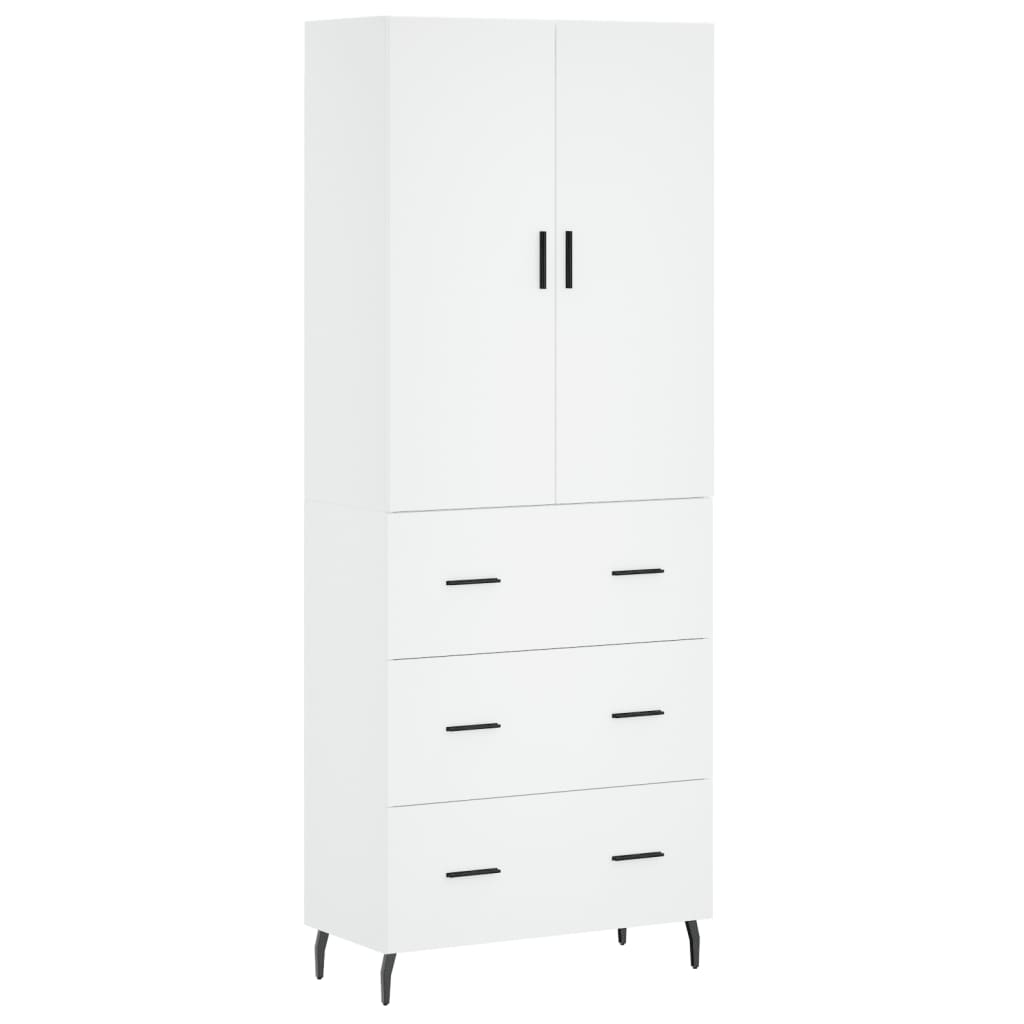 Visoka komoda bijela 69,5x34x180 cm konstruirano drvo