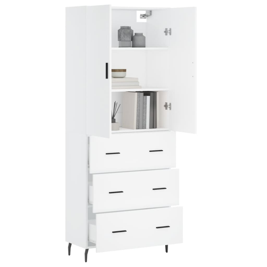 Visoka komoda bijela 69,5x34x180 cm konstruirano drvo