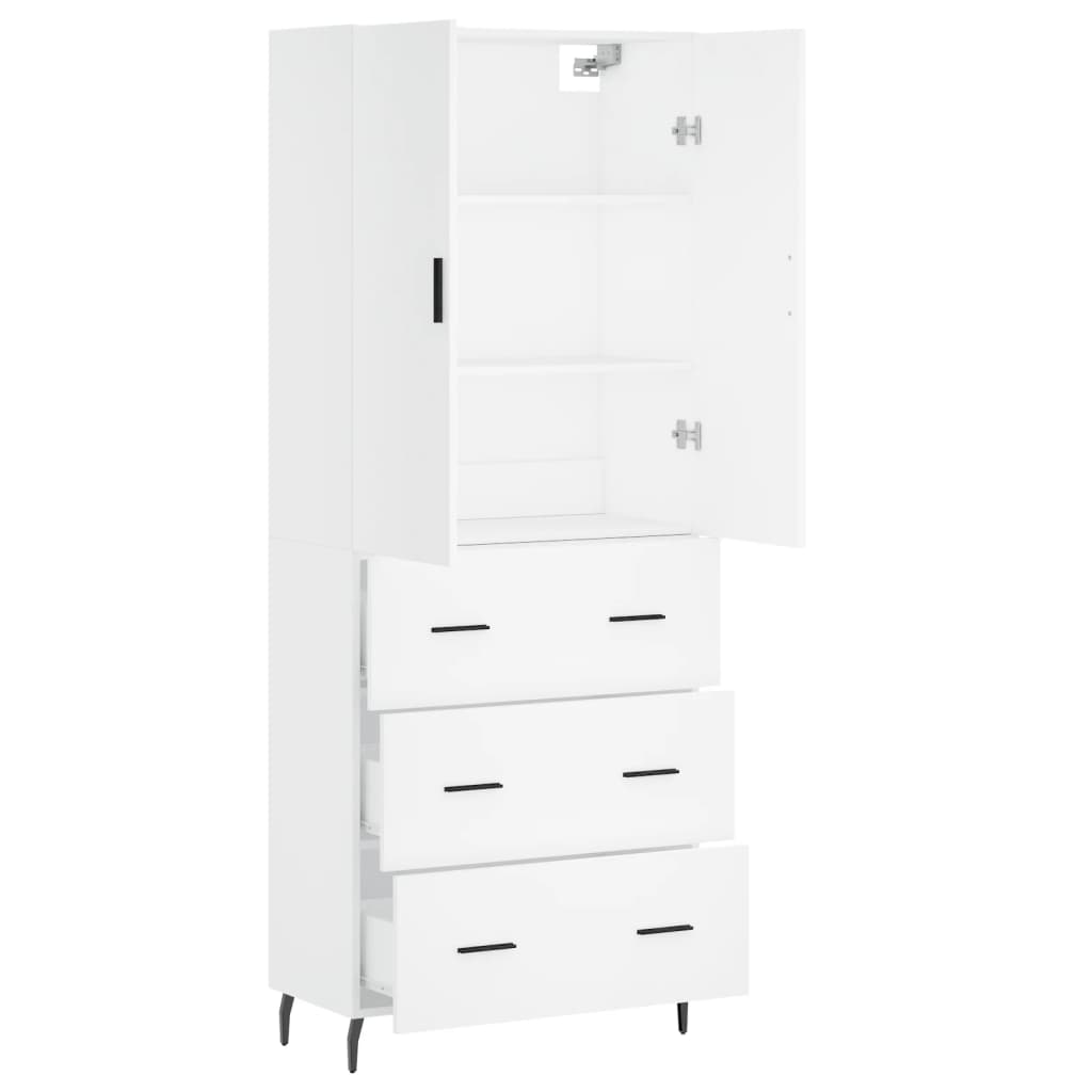 Visoka komoda bijela 69,5x34x180 cm konstruirano drvo