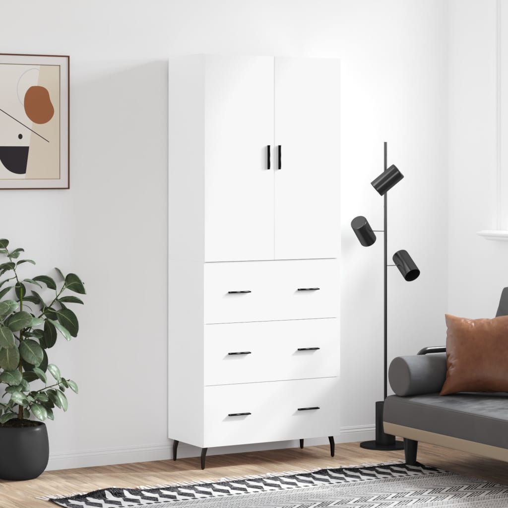 Visoka komoda bijela 69,5x34x180 cm konstruirano drvo