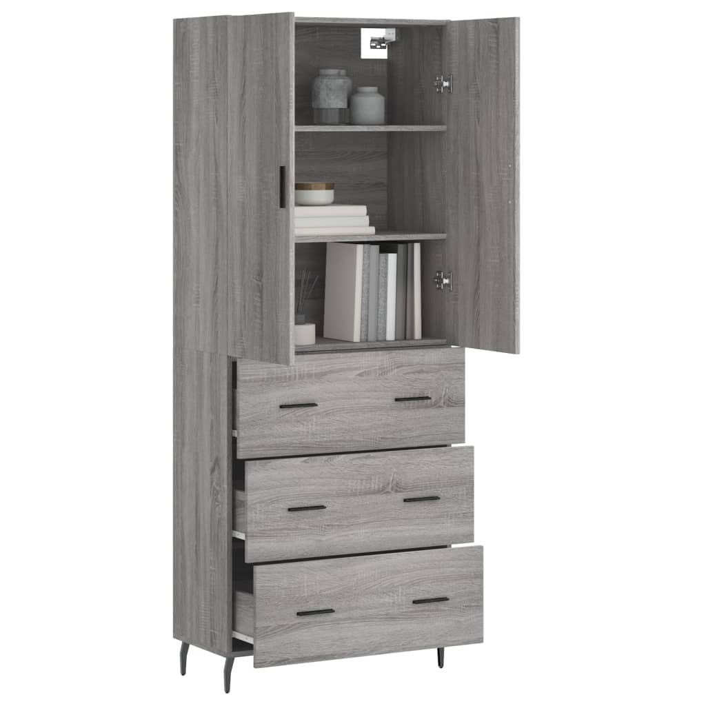 Visoka komoda siva sonome 69,5x34x180 cm od konstruiranog drva