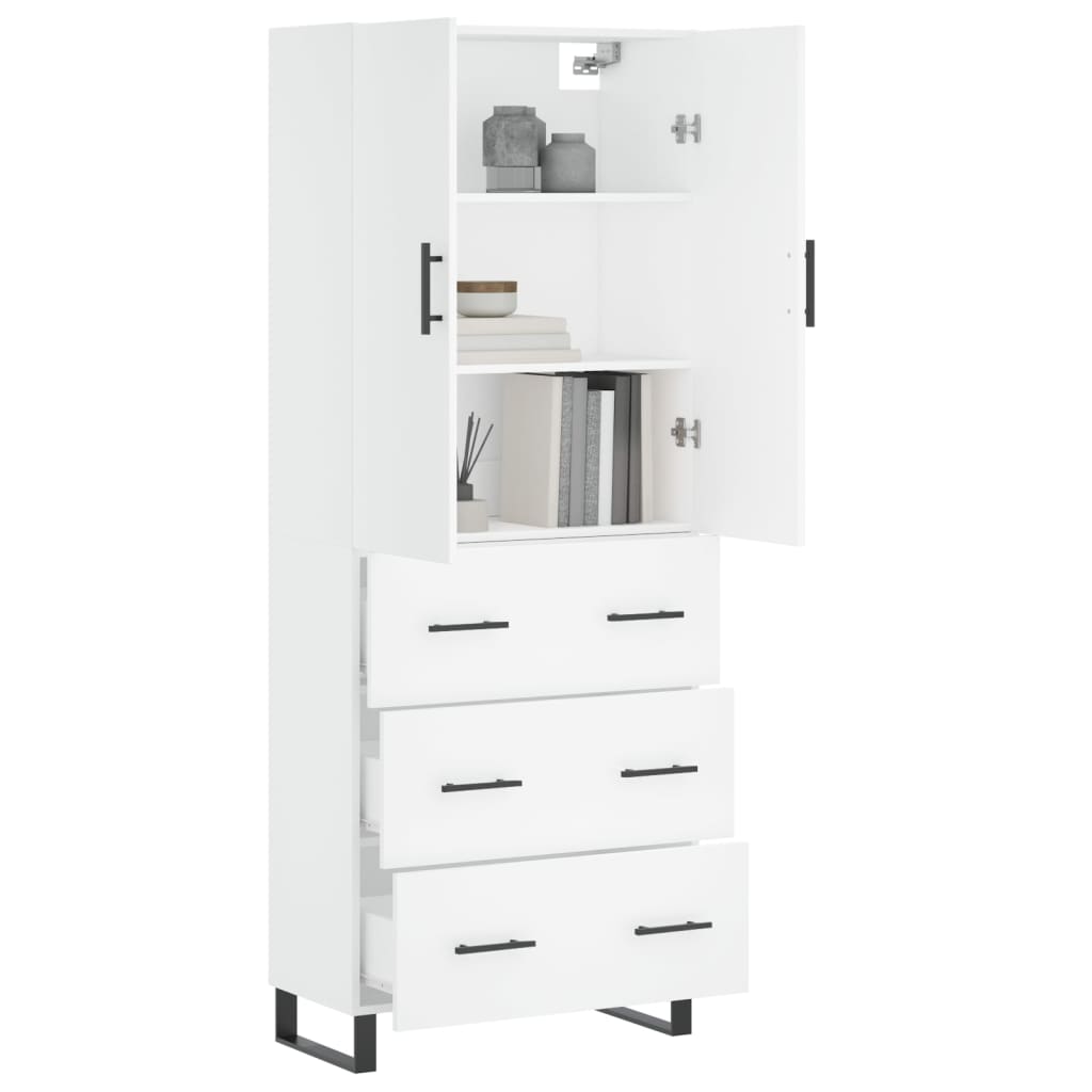 Visoka komoda bijela 69,5x34x180 cm konstruirano drvo