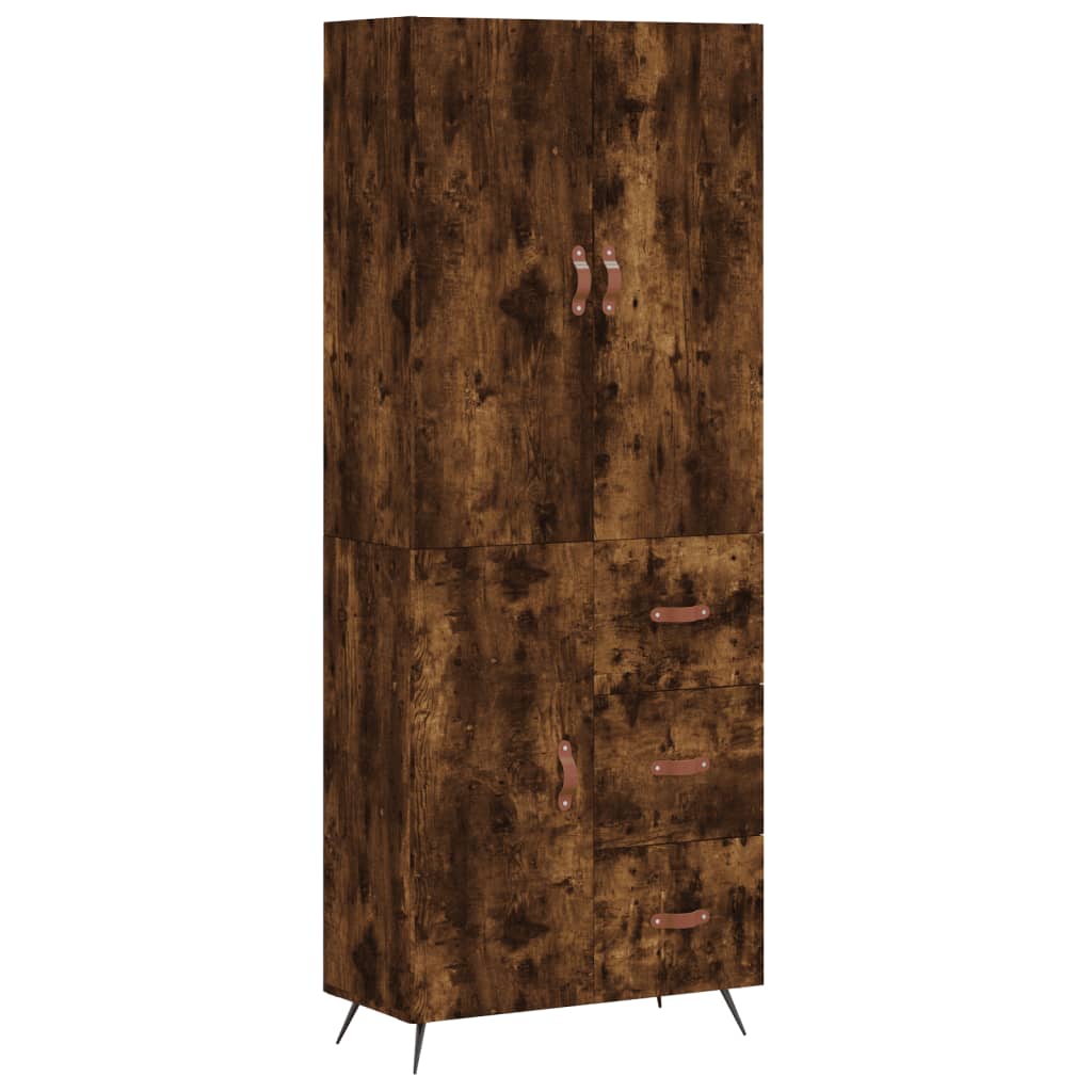 Visoka komoda dimljeni hrast 69,5x34x180 cm konstruiranog drva
