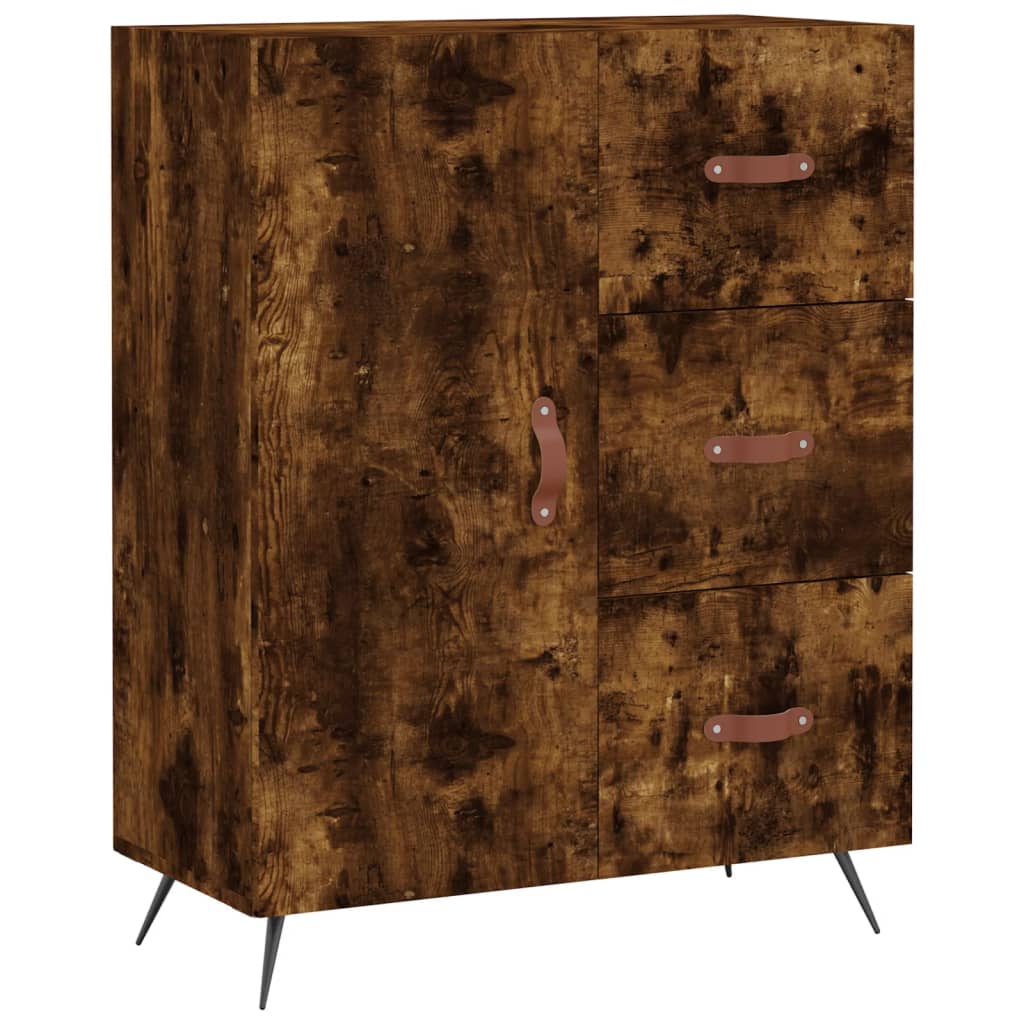 Visoka komoda dimljeni hrast 69,5x34x180 cm konstruiranog drva