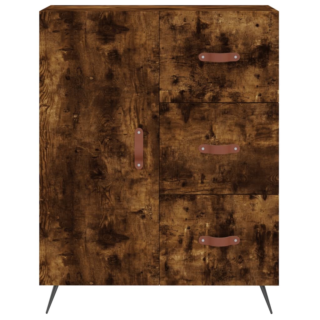Visoka komoda dimljeni hrast 69,5x34x180 cm konstruiranog drva