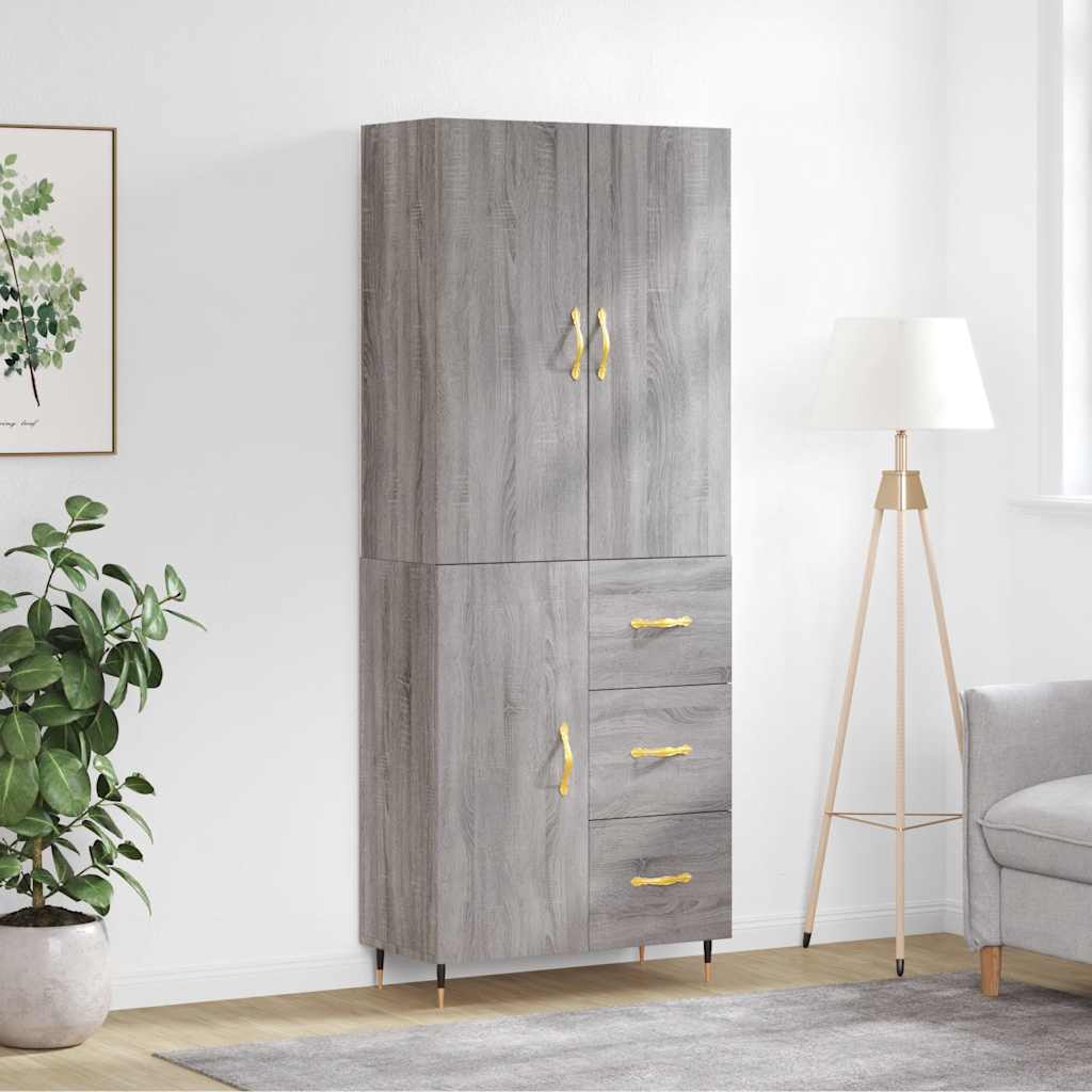 Visoka komoda siva sonome 69,5x34x180 cm od konstruiranog drva
