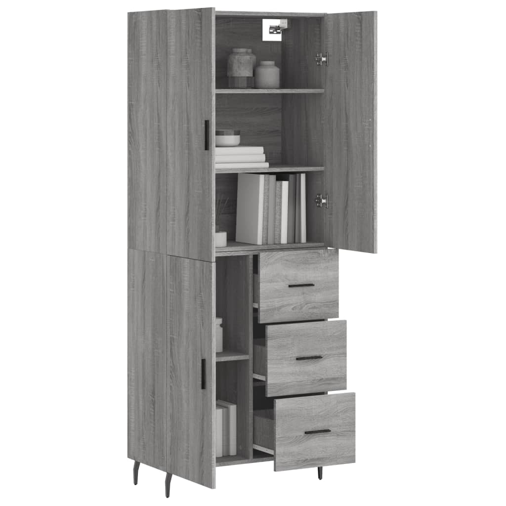 Visoka komoda siva sonome 69,5x34x180 cm od konstruiranog drva