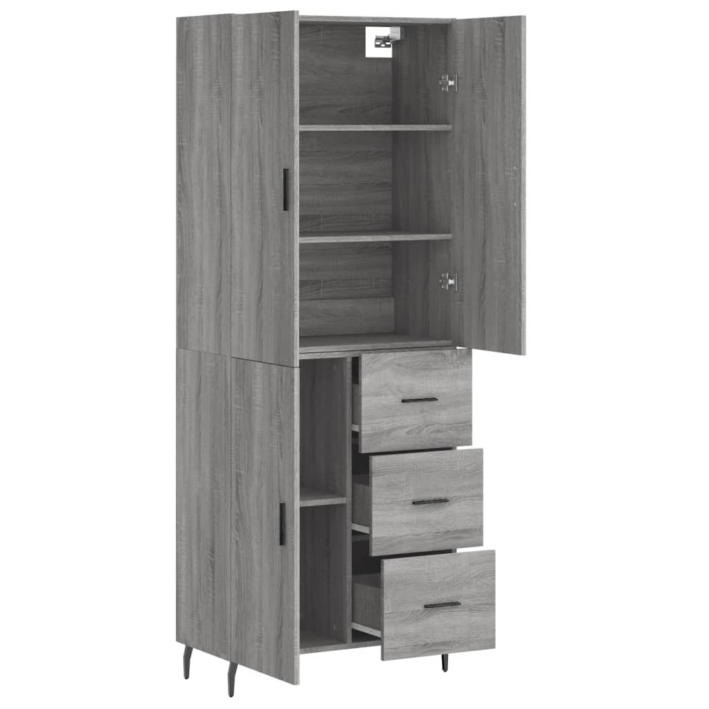 Visoka komoda siva sonome 69,5x34x180 cm od konstruiranog drva