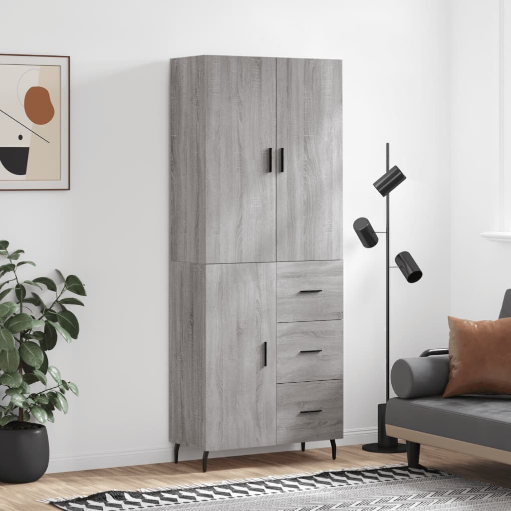 Visoka komoda siva sonome 69,5x34x180 cm od konstruiranog drva