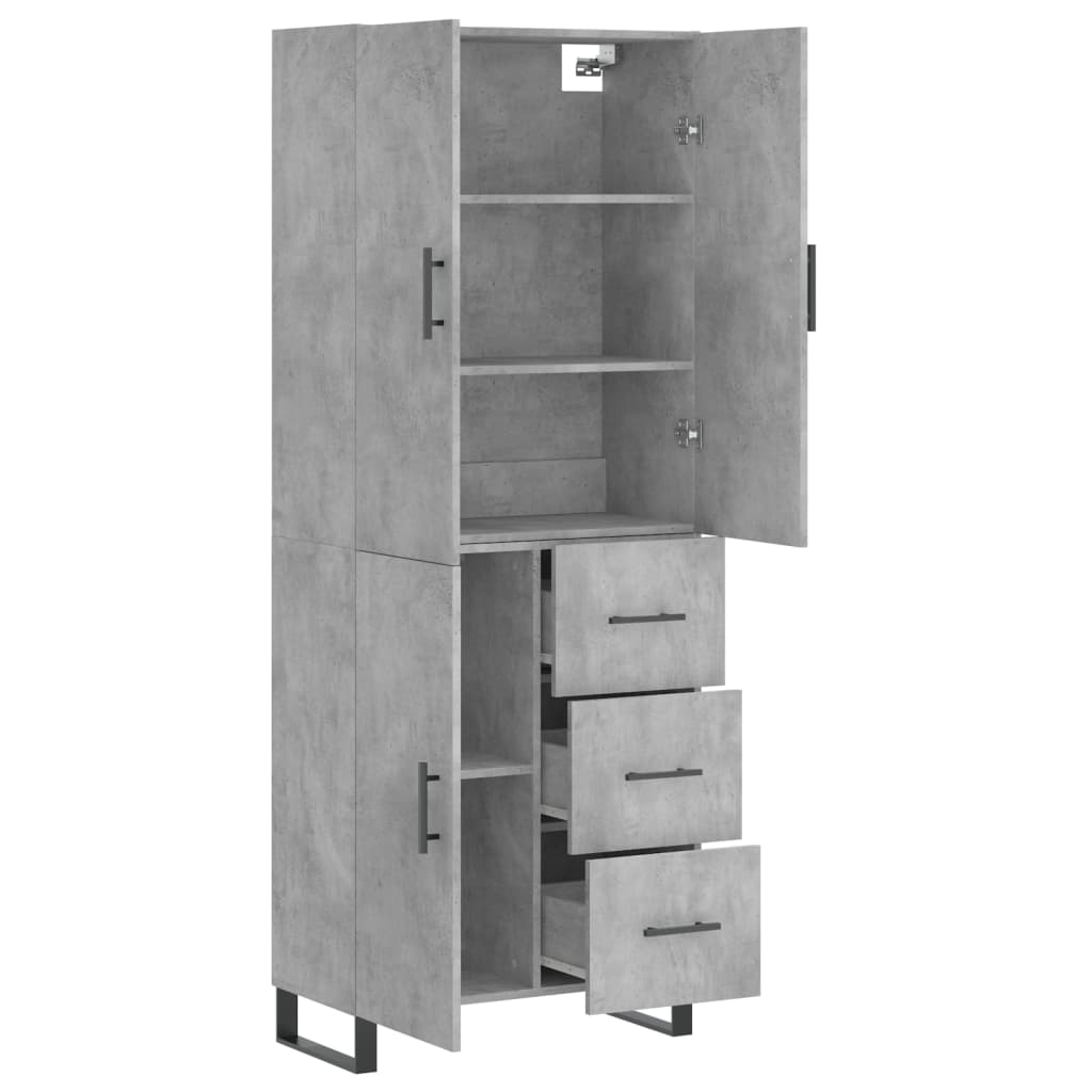 Visoka komoda siva betona 69,5x34x180 cm od konstruiranog drva