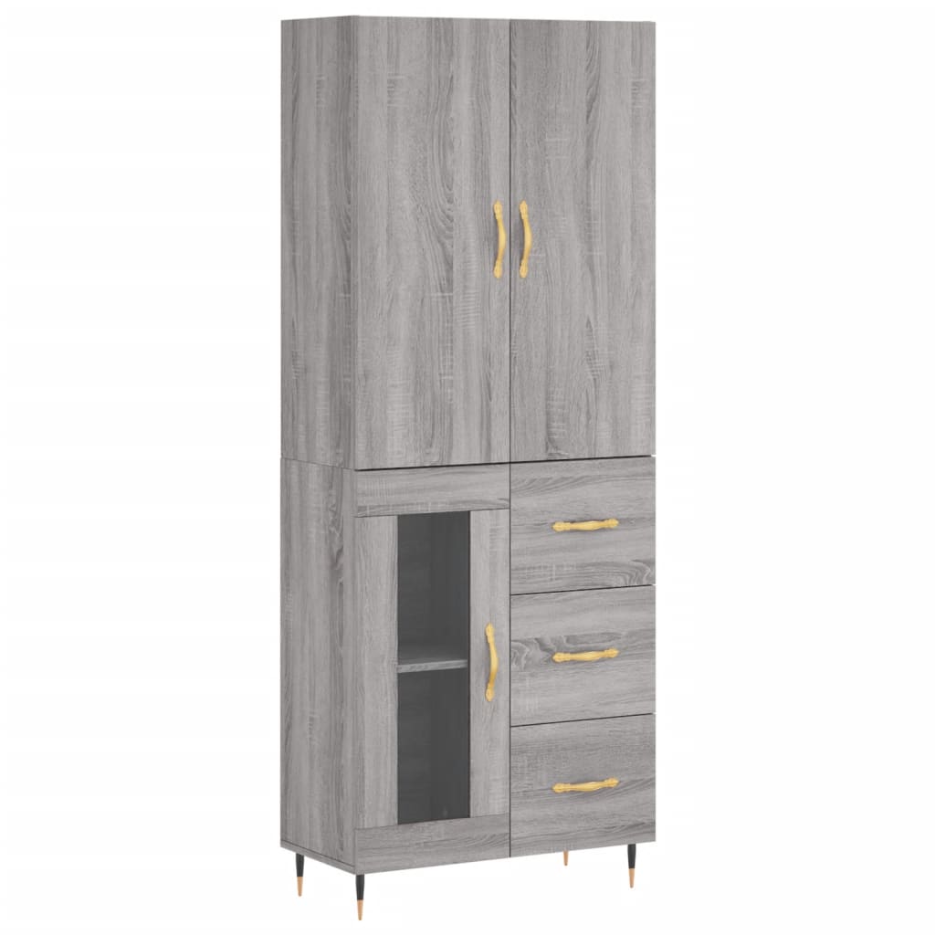 Visoka komoda siva sonome 69,5x34x180 cm od konstruiranog drva