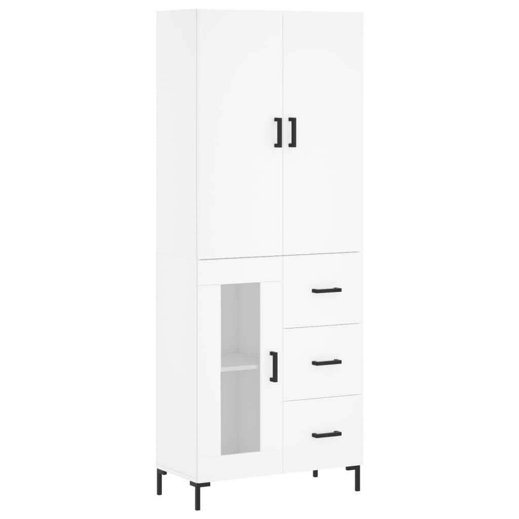 Visoka komoda bijela 69,5x34x180 cm konstruirano drvo
