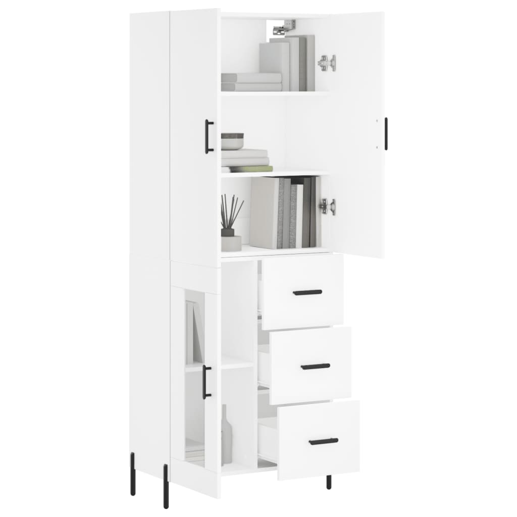 Visoka komoda bijela 69,5x34x180 cm konstruirano drvo