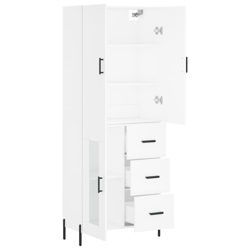 Visoka komoda bijela 69,5x34x180 cm konstruirano drvo