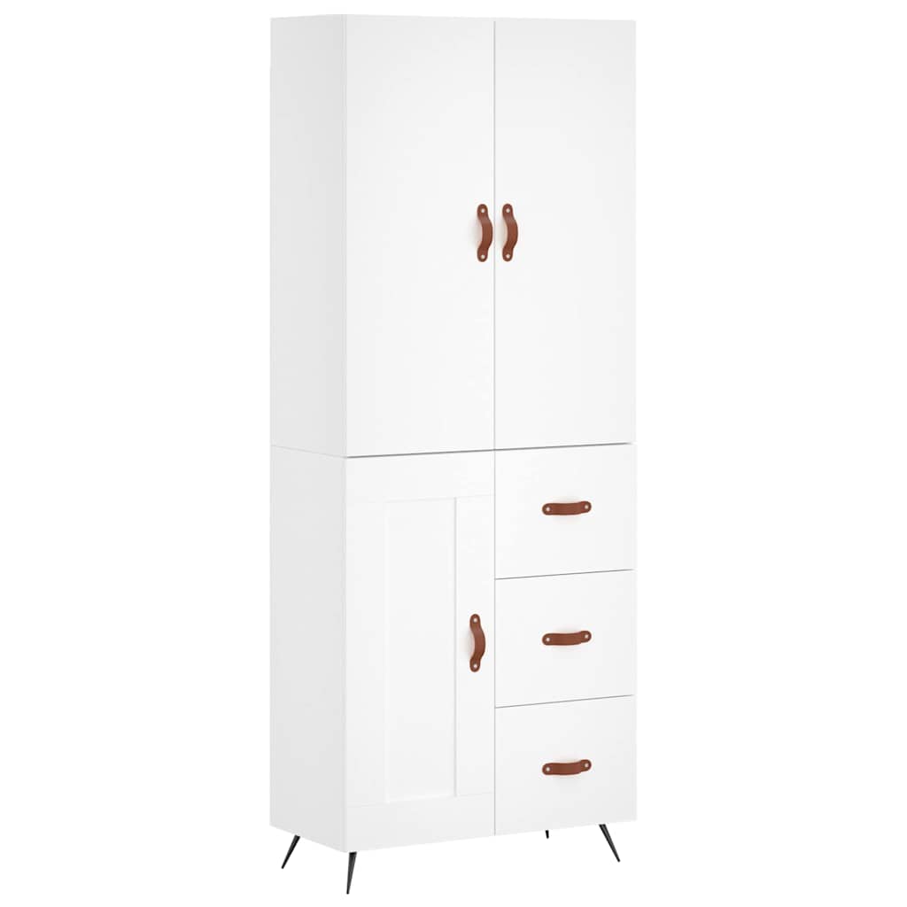 Visoka komoda bijela 69,5x34x180 cm konstruirano drvo