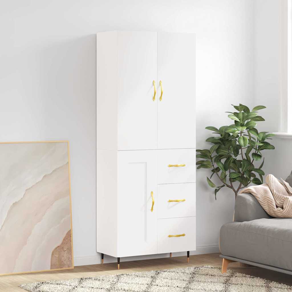 Visoka komoda bijela 69,5x34x180 cm konstruirano drvo