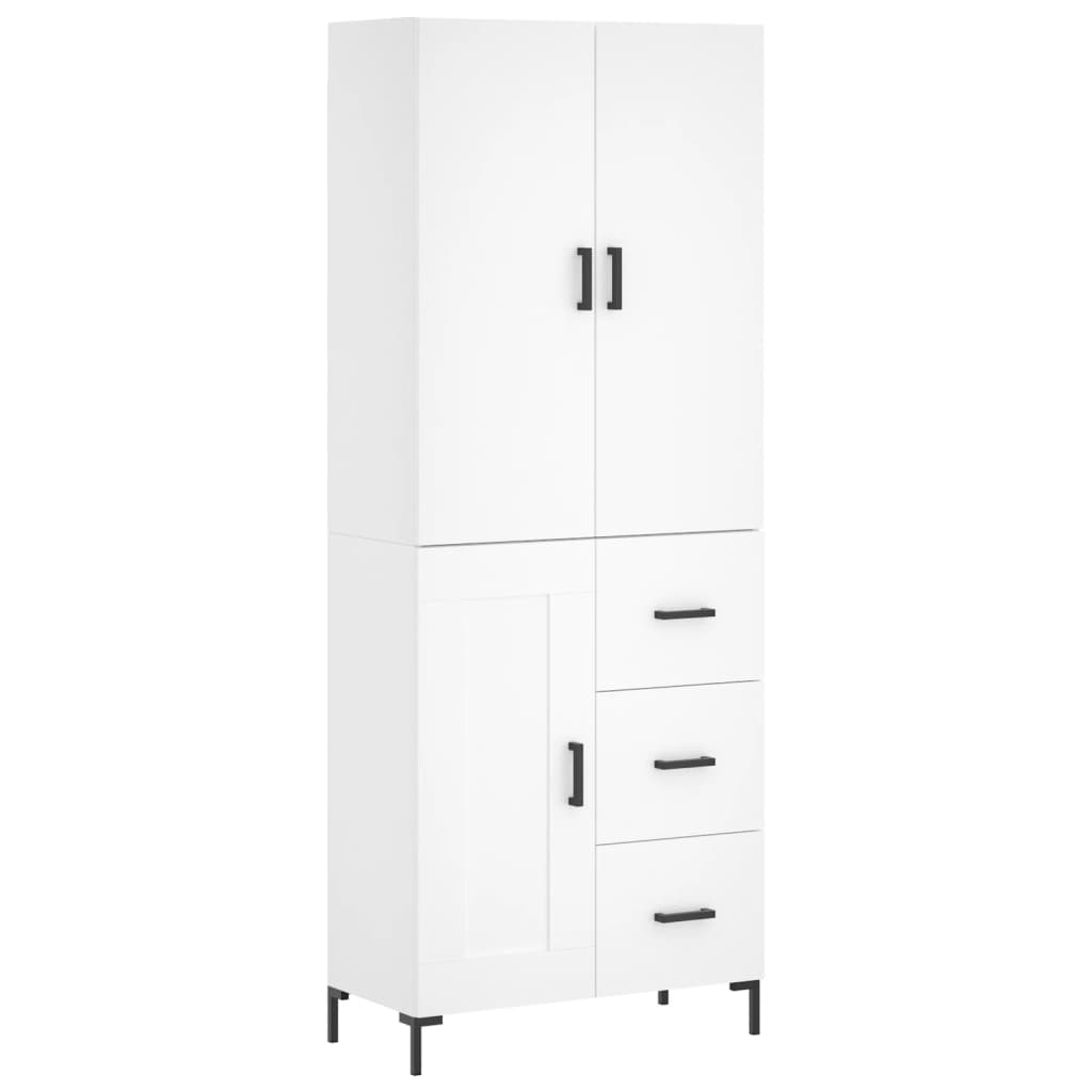 Visoka komoda bijela 69,5x34x180 cm konstruirano drvo