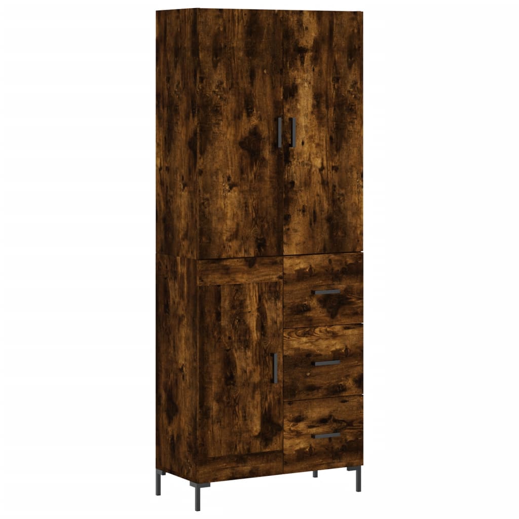 Visoka komoda dimljeni hrast 69,5x34x180 cm konstruiranog drva