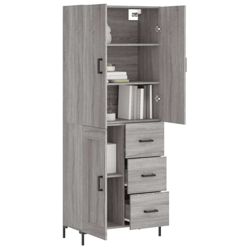 Visoka komoda siva sonome 69,5x34x180 cm od konstruiranog drva