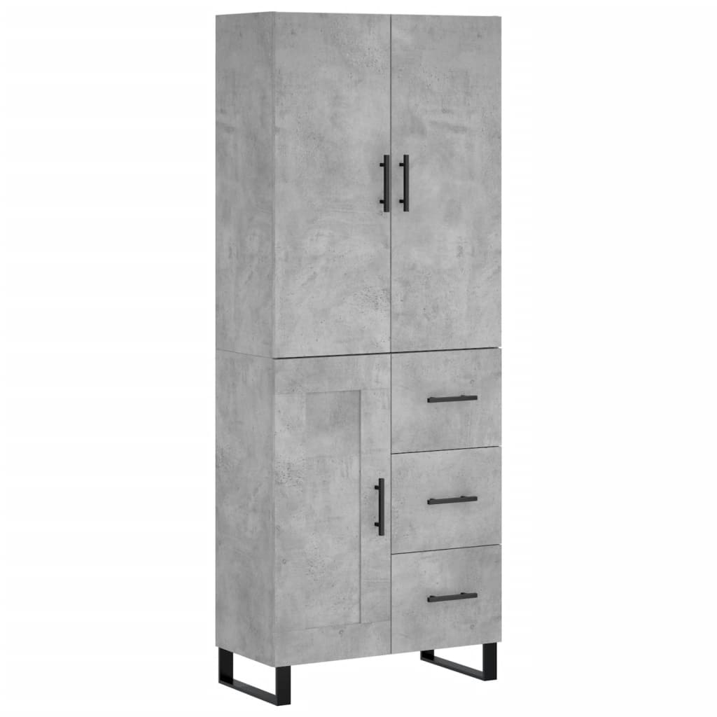 Visoka komoda siva betona 69,5x34x180 cm od konstruiranog drva