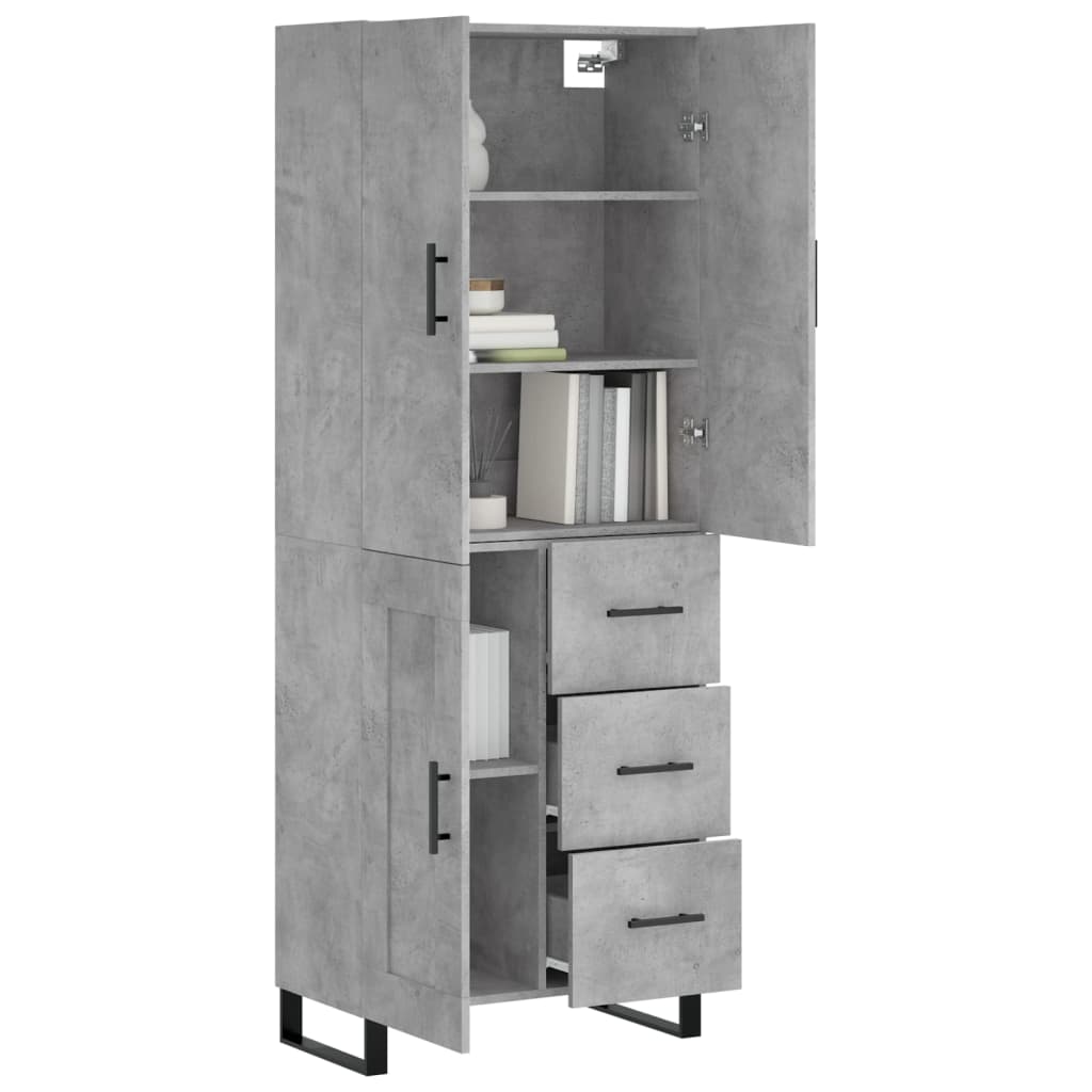 Visoka komoda siva betona 69,5x34x180 cm od konstruiranog drva