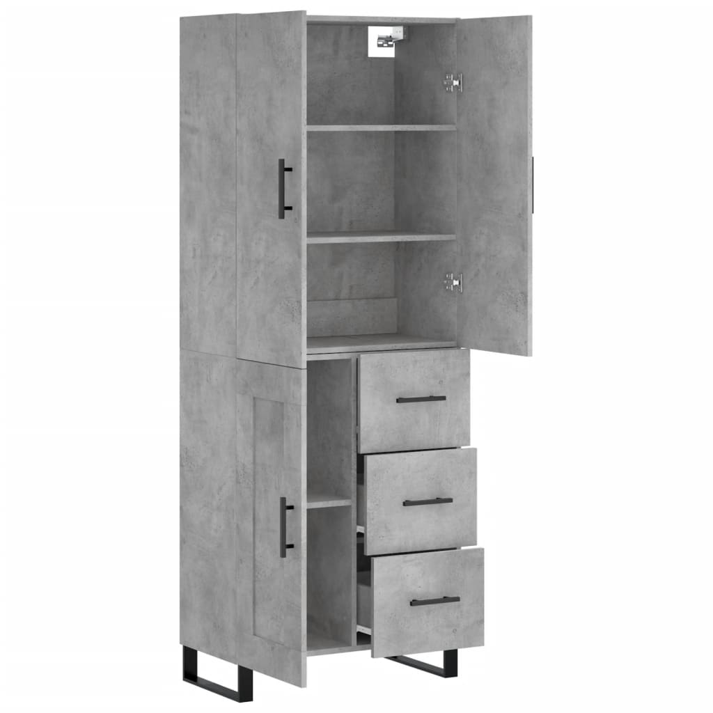 Visoka komoda siva betona 69,5x34x180 cm od konstruiranog drva