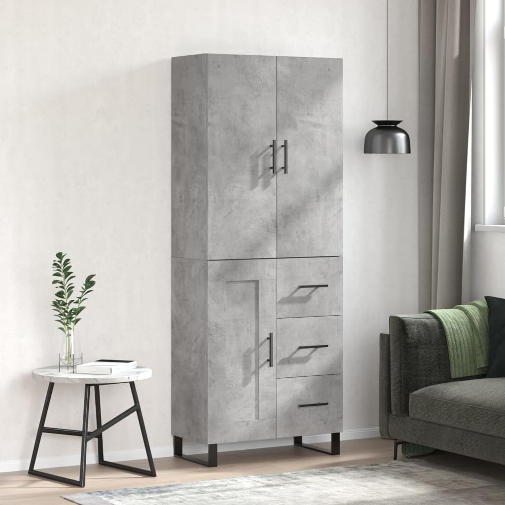 Visoka komoda siva betona 69,5x34x180 cm od konstruiranog drva