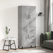 Visoka komoda siva betona 69,5x34x180 cm od konstruiranog drva