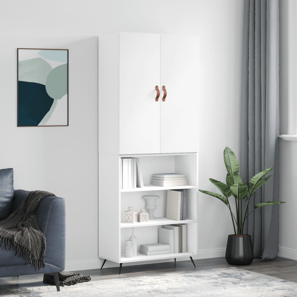 Visoka komoda bijela 69,5x34x180 cm konstruirano drvo