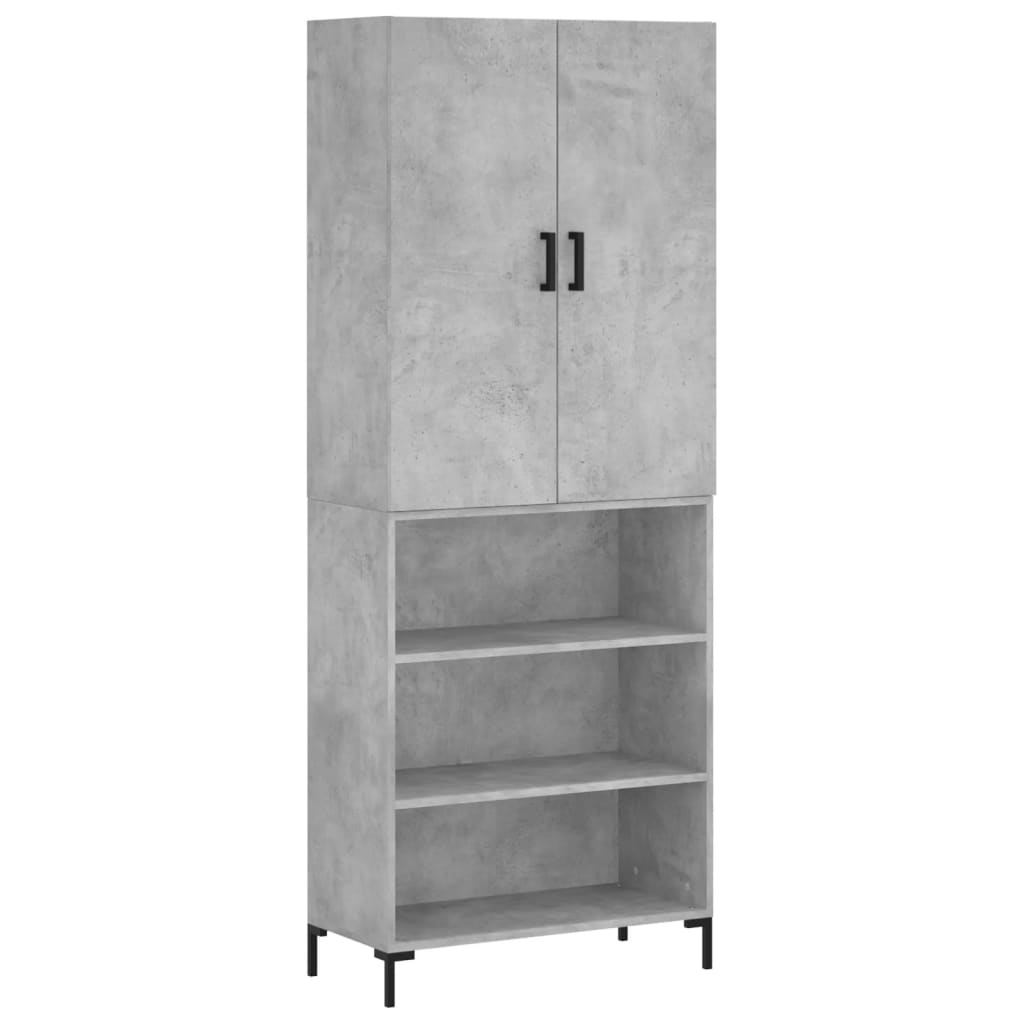 Visoka komoda siva betona 69,5x34x180 cm od konstruiranog drva
