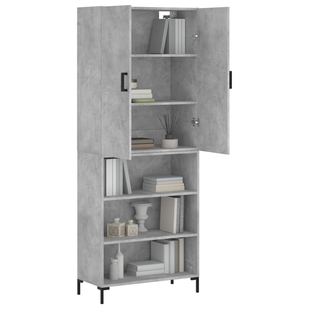 Visoka komoda siva betona 69,5x34x180 cm od konstruiranog drva