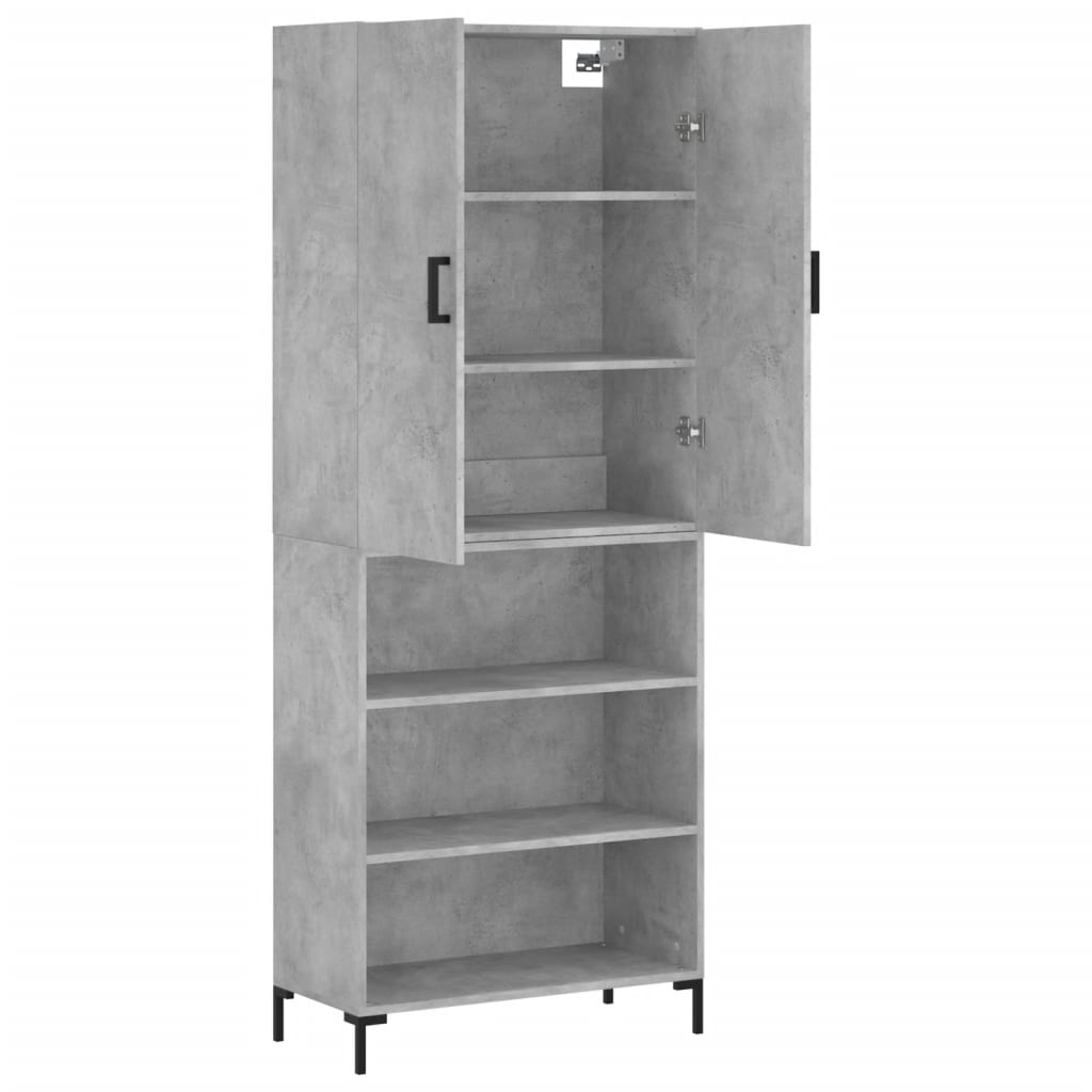 Visoka komoda siva betona 69,5x34x180 cm od konstruiranog drva